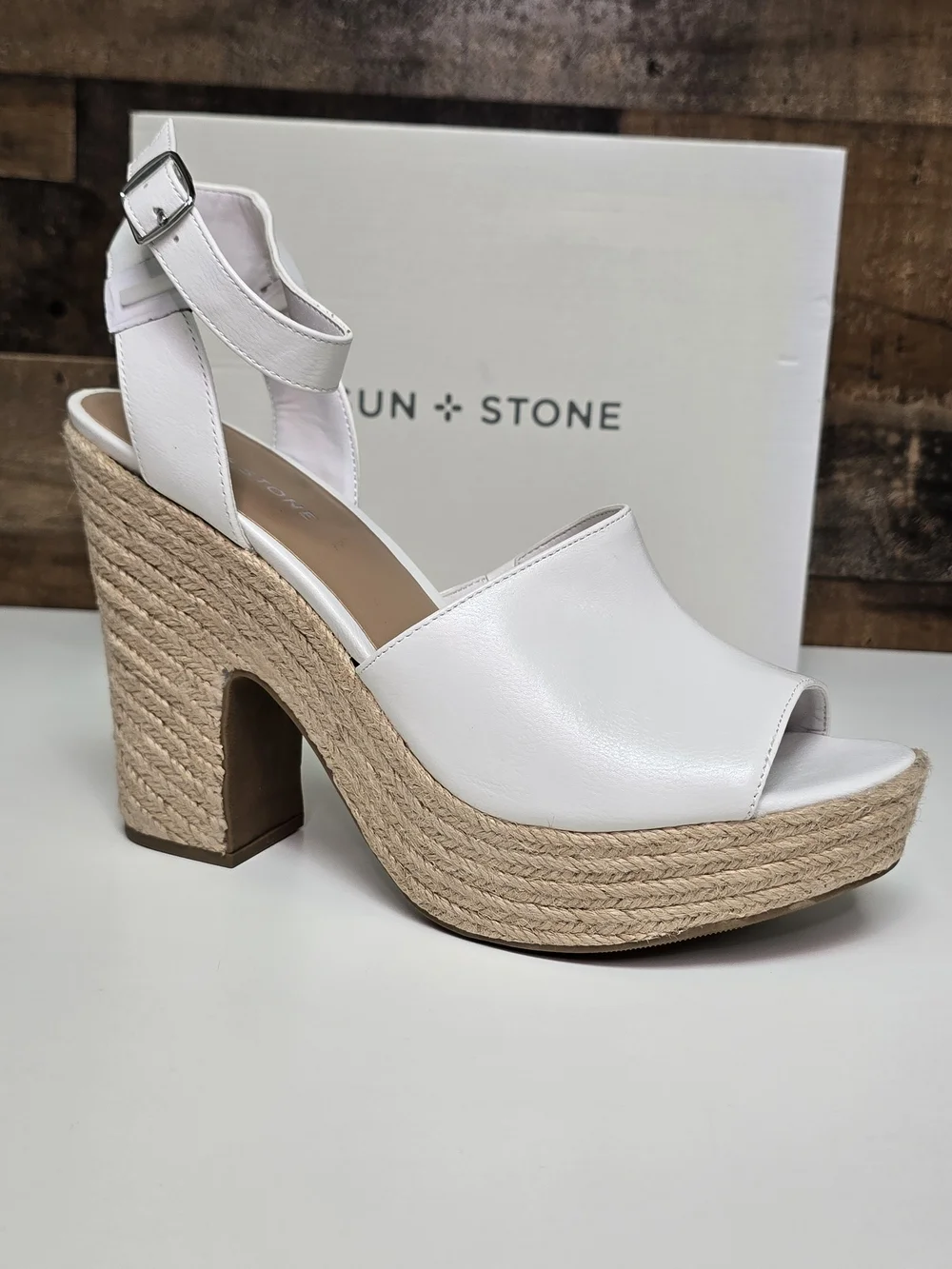 Sun + Stone white leather